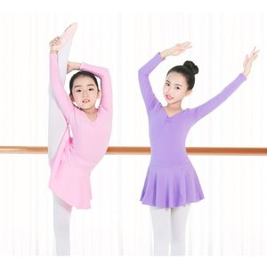 幼儿童跳舞蹈服装练功服4女孩宝5长6长袖芭蕾裙8连体9开档3-1岁