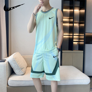 耐克顿运动套装男生夏季篮球服学校定制团购冰丝宽松T恤两件套潮