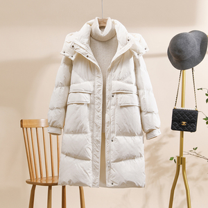 羽绒服女中长款2023冬季年新款韩版时尚设计感显瘦小众白鸭绒外套