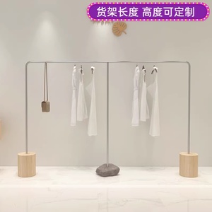 女装服装店衣架子落地式中岛架童装不锈钢展示架石头创意网红设计