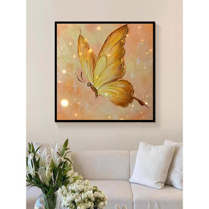 金色蝴蝶喷绘客厅装饰画高奢玄关过道餐厅卧室动物沙发背景墙挂画