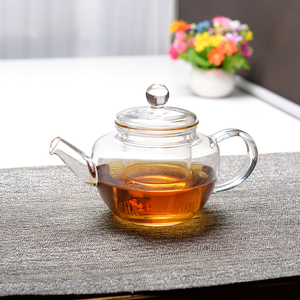 yama台湾亚美耐热无花全透玻璃茶壶带过滤花草茶具ya500毫升