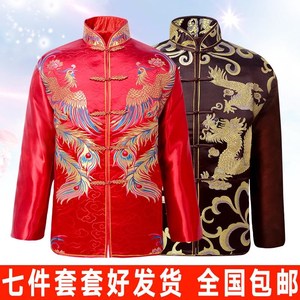 寿衣女全套殡葬用品七件套 女士唐装绣禾长裙老人装老衣冲喜寿衣
