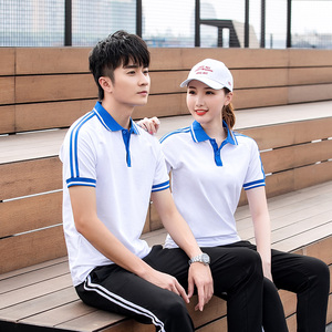 初中生红蓝白班服 夏季运动t恤高中学生校服套装男女情侣纯棉短袖