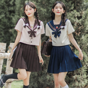学院风jk制服套装裙夏季新款姐妹闺蜜装学生小个子甜美海军领班服