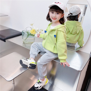 女童春装2024新款韩系童装女宝宝外套洋气时髦春秋款卫衣儿童套装