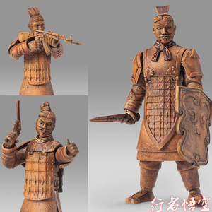 大米和锄头淘宝科睿秦兵秦始皇秦朝士兵塑料小人偶战马国潮积木人仔