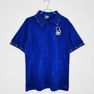 冲冠特价1994年意大利Italy主场巴乔足球服复古球衣波衫  蓝色