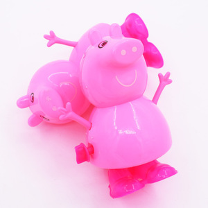 发条猪上链跳跳塑料会跳小动物2元店地摊货源批發粉红猪发条玩具