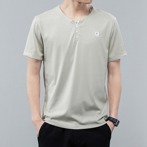 夏季短袖t恤男ins潮牌宽松百搭半袖浅色简约男士体恤打底衫上衣薄