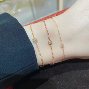 代购cartier/卡地亚 经典飞碟单钻手链18k玫瑰金4/9/13分钻石手环
