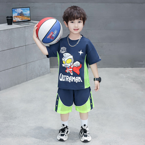 奥特曼衣服男童篮球服套装夏季学生小朋友男孩帅气短袖运动两件套