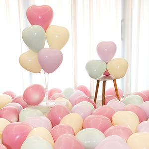 马卡龙加厚防爆乳胶心形糖果色结婚婚房装饰生日场景布置爱心气球