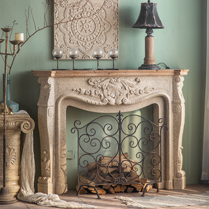 法式复古实木壁炉美式大理石玄关柜法式客厅装饰柜欧式假火壁炉柜