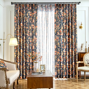 定制欧式卧室印花窗帘半遮光美式客厅飘窗成品窗窗纱秘密花园