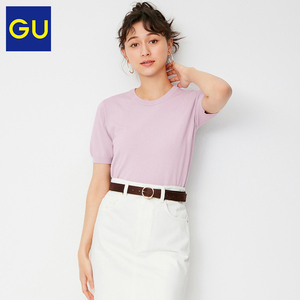 gu极优女装圆领针织衫(短袖)时尚简约休闲百搭针织衫女330124