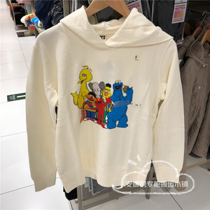 优衣库414631 kaws x 芝麻街合作系列 女装 连帽运动衫 长袖卫衣