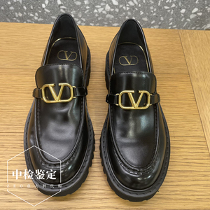 zeo意大利代购 valentino华伦天奴v字母金扣乐福鞋 春秋休闲皮鞋