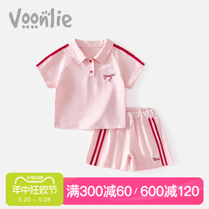 女童运动套装夏装儿童洋气时髦衣服宝宝polo衫短袖休闲两件套夏季