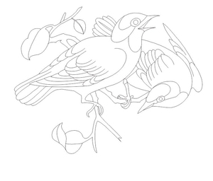 喜鹊小鸟线条cdr矢量图激光打标雕刻切割机书签竹简印章素材文件