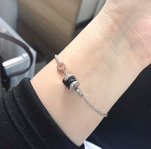 宝格丽bvlgari慈善款925纯银黑陶瓷男女情侣款小红人手链手环