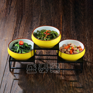 创意大董四味碟意境菜餐具酒店用品四小碗底盘小吃冷菜碟摆台铁艺