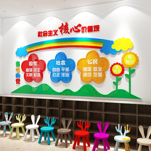 社会主义核心价值观主题文化墙贴幼儿园学校班级教室墙面装饰贴纸