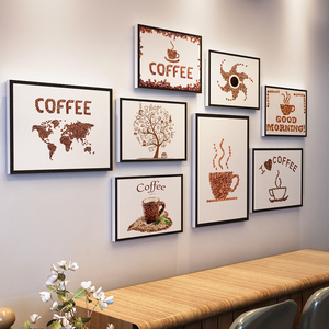 美式墙面简约咖啡厅装饰画个性创意咖啡店挂画饮品餐厅背景墙壁画