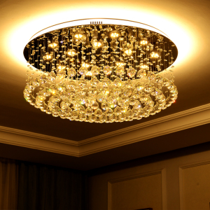 圆形水晶灯房间主卧室吸顶灯具简约现代大厅灯家用led客厅灯饰