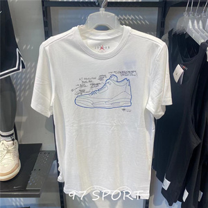 nike耐克新款男子鞋子印花纯棉透气运动休闲aj短袖t恤 fn3715-100