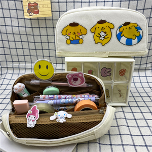 布丁狗简约笔袋ins高颜值大容量铅笔盒学生高颜值女生帆布文具盒