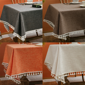定制棉麻桌布简约咖啡橘色纯色长方形高级感ins茶几餐布现代台布