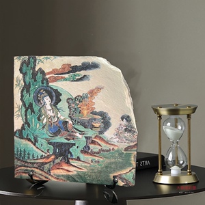 敦煌莫高窟雕塑壁画系列石板画 地方特色居家摆件尺寸20x20cm包邮