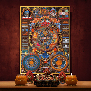 新款5d魔方圆钻石画十字绣西藏九宫八卦图装饰画藏式风格风景挂画