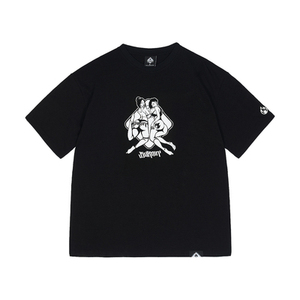 burnin功夫胖槟榔女郎槟榔妹宽松圆领短袖t恤男女纯棉休闲半袖