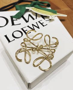 美国代购 loewe 罗意威 经典logo胸针 金色/拼色