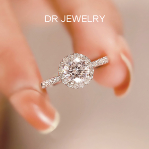 dr正品一克拉莫桑石钻戒女纯银求婚结婚订婚戒指送女友礼物不掉色