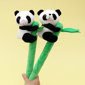 毛绒竹叶抱竹大熊猫棒槌玩偶抱竹子按摩棒成都熊猫基地玩具纪念品
