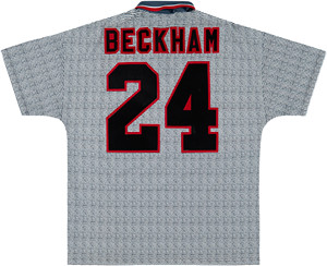 1995-96曼联客场24号Beckham短袖球衣Umbro UM  代购无吊牌