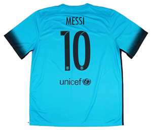 巴萨2015-16巴塞罗那第三客场10号Messi 短袖球衣 印号 NE无吊牌