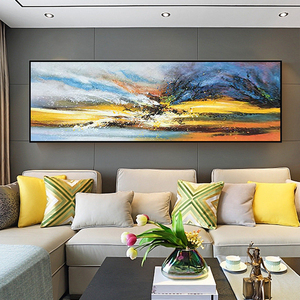 手绘客厅油画三联沙发背景墙抽象装饰画组合现代简约丙烯轻奢挂画
