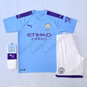 现货puma曼彻斯特城 曼城19-20主场短袖短裤足球袜球衣套装足球服