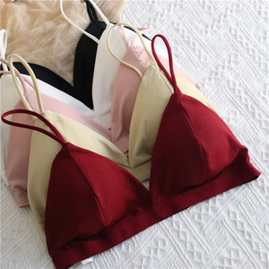 法式三角杯性感冰丝内衣美背文胸女抹胸显胸小无钢圈胸罩薄款无痕