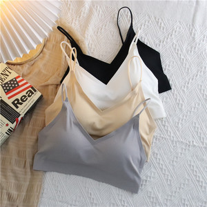 夏季冰丝无痕性感后背交叉带美背内衣背心吊带女字母文胸裹胸抹胸