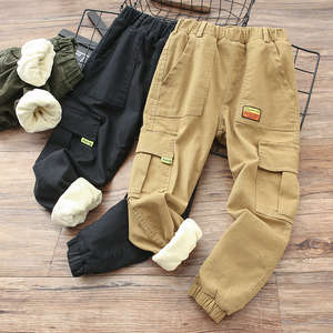男童工装裤加绒加厚儿童秋冬款裤子中大童棉裤外穿洋气男孩长裤潮