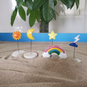 心理沙盘沙具套装太阳月亮星星闪电自然景观树脂模型摆件日月星辰