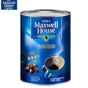 马来西亚麦斯威尔香醇速溶无蔗糖特浓纯黑咖啡粉500g约可冲277杯