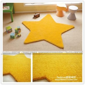 新品卧室床边异形黄色星星地毯五角星儿童房环保民宿定制男女孩毯