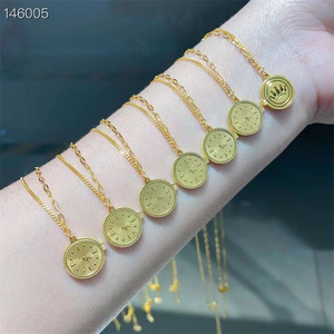 越南沙金项链女520告白小金表锁骨链仿黄金铜合金首饰品货源