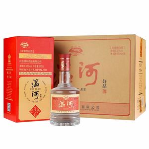 山东温河38度浓香型高粱粮食白酒500ml*6瓶整箱特价王冠好品礼盒